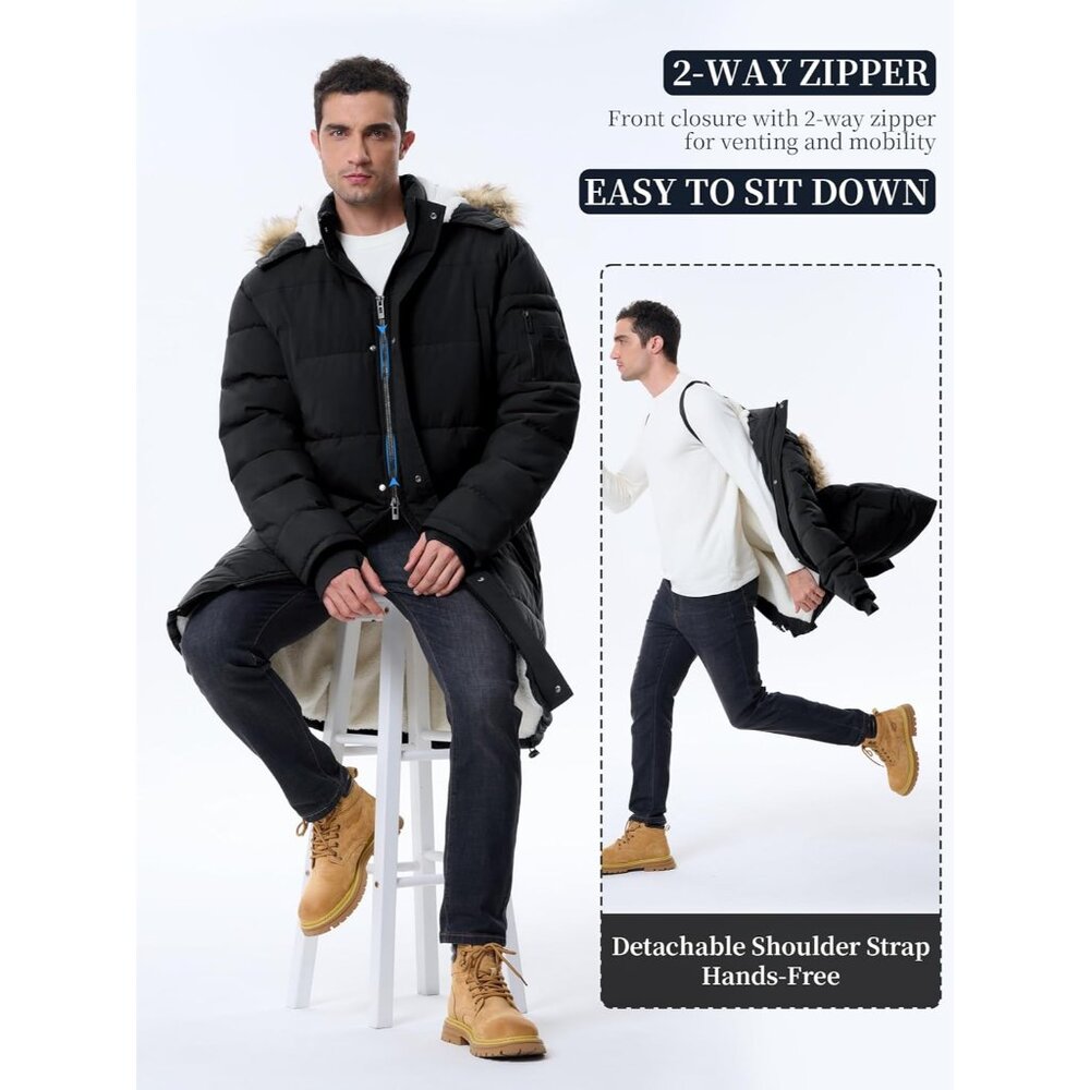 Winter Coats For Men Winter Jackets Water Resistant Warm Thicken Puffy Hooded In - Picture 6 of 6